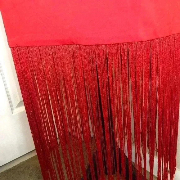 🔥💃🏻High Neck Fringe Red Party Dress💃🏻🔥Large and Small - Picture 14 of 16